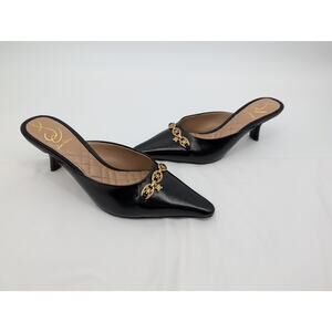 NWT Sam Edelman Brynne Kitten Heel Mule Size 7 Black Gold Accents Closet Staple